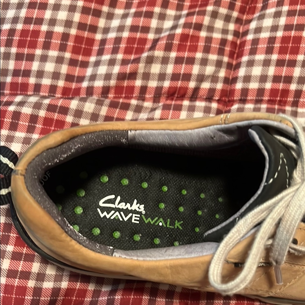 Clarks Tan and Black Athletic Shoes with Durable Rubber Soles - Picture 6 of 10